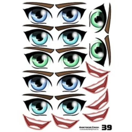 Наклейки "Глаза. Рты №39", 6 компл. на листе