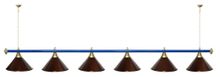 Лампа STARTBILLIARDS 6 пл. (плафоны зеленые матовые,штанга медь,фурнитура золото)