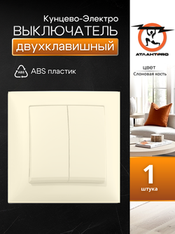 "СЕЛЕНА" Выключатель скрытой установки двухклавишный 10А С510-379 "с/к" Кунцево-Электро
