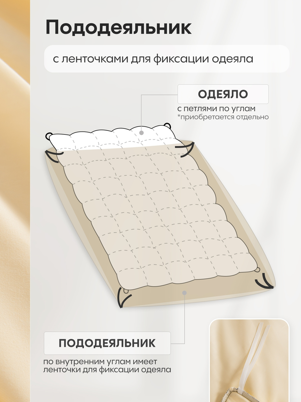 КПБ Однотонный Сатин Элитный на резинке OCER010, Евро, 4 наволочки, простынь 140*200*30