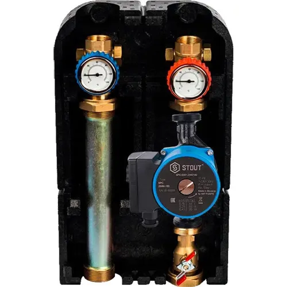 Насосная группа с прямым контуром STOUT - Ду25 (с насосом STOUT SPC 25/60-180)