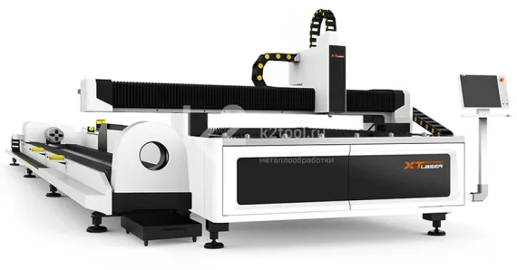 Оптоволоконный лазерный станок XTLaser для резки листового металла и труб со сменным столом серии HET