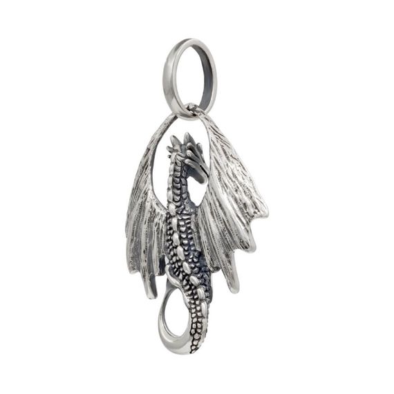 Дракон подвеска из серебра 925 пробы, вид сзади полубоком 1