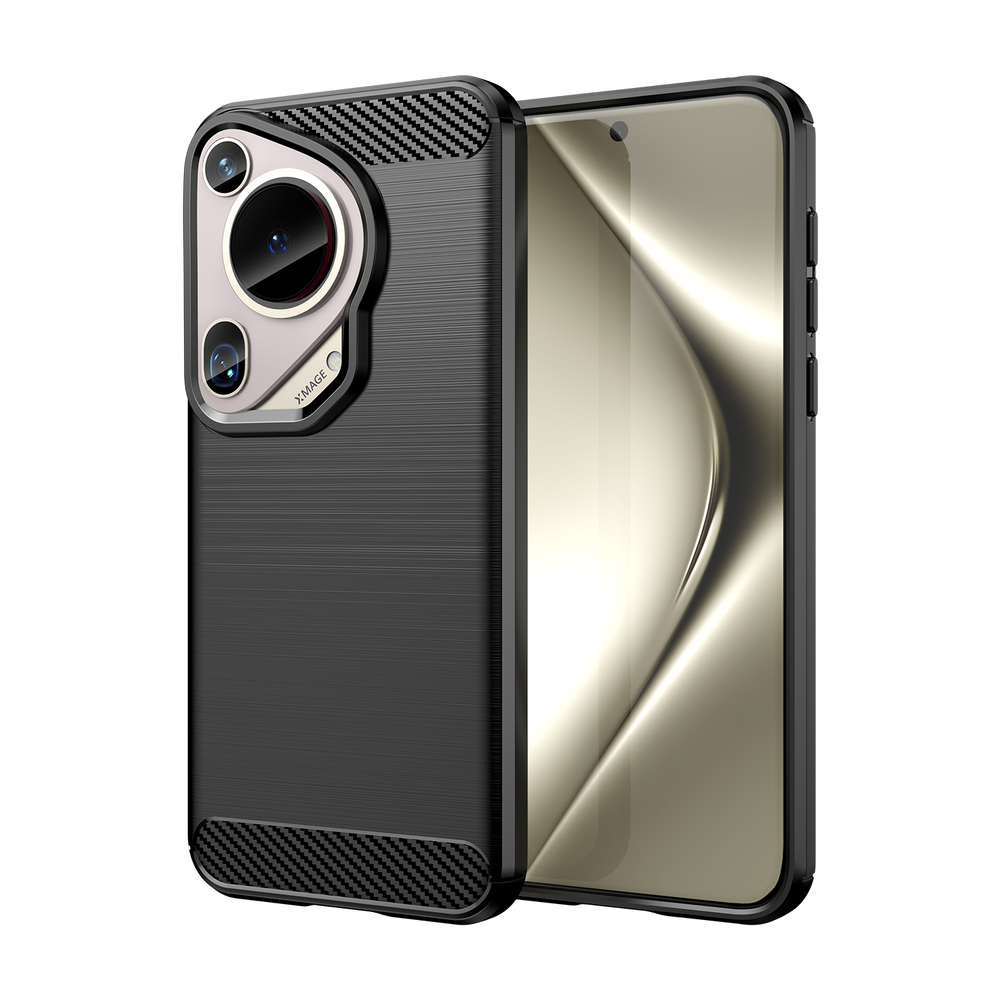 Чехол с дизайном в стиле карбон на Huawei Pura 70 Ultra, мягкий отклик кнопок, серия Carbon от Caseport