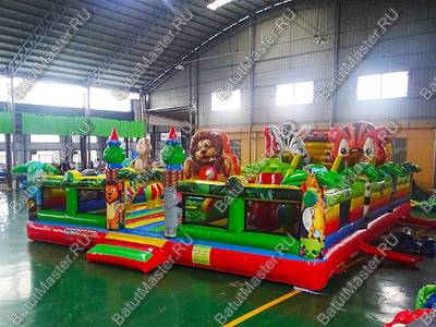 Коммерческий надувной батут "Зверята на радуге" 12*9*2.8 м.