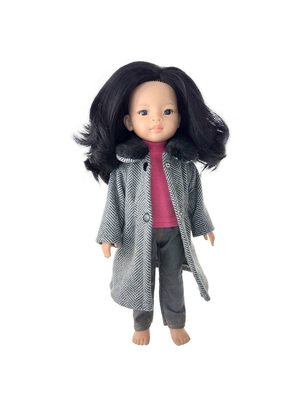 Пальто с воротником, водолазка, джинсы для кукол Paola Reina 32 см (991)