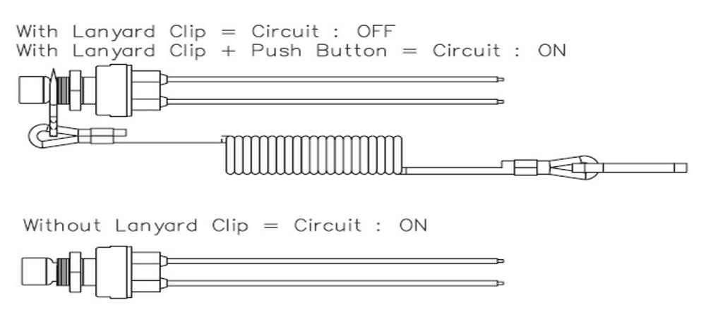 Кнопка с чекой для ПЛМ, провод 8 см, замыкание цепи при выдернутой чеке