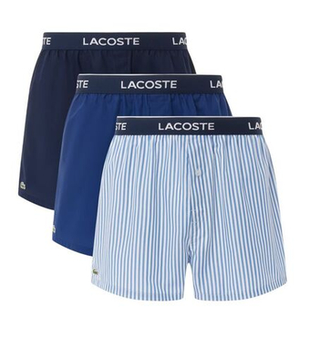 Мужские спортивные боксеры Lacoste Cotton Poplin 3P - blue navy/blue
