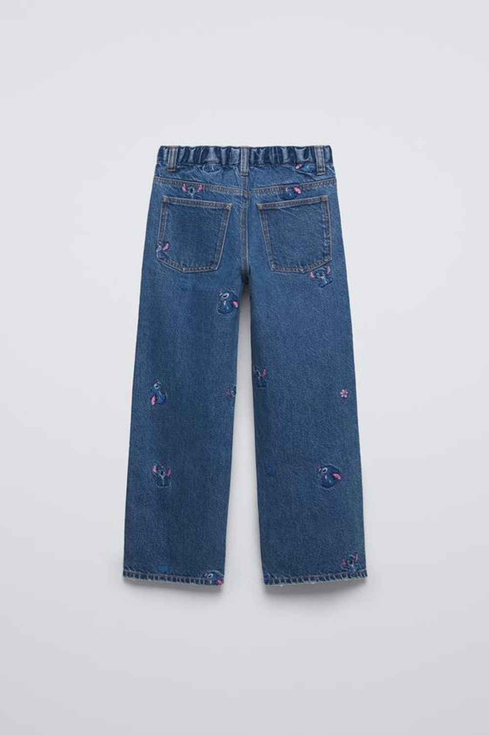 ZARA ДЖИНСЫ WIDE LEG С ПРИНТОМ LILO & STITCH © DISNEY, СИНИЙ