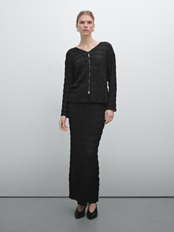 Massimo Dutti Длинная юбка со сборкой, черный