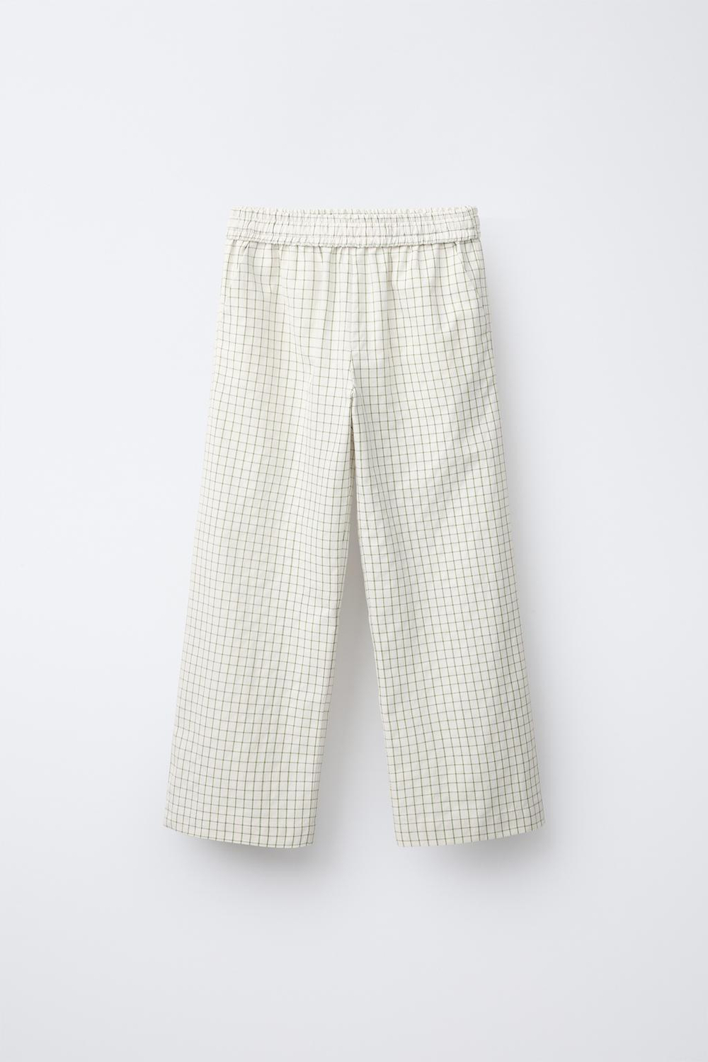 ZARA БРЮКИ ПРЯМОГО КРОЯ В КЛЕТКУ, ЭКРЮ