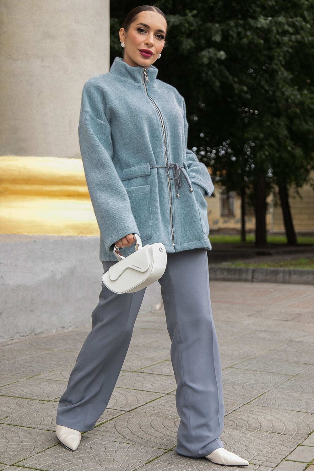 Пальто Альпака (серо-голубое) Б14138-7М LT Collection