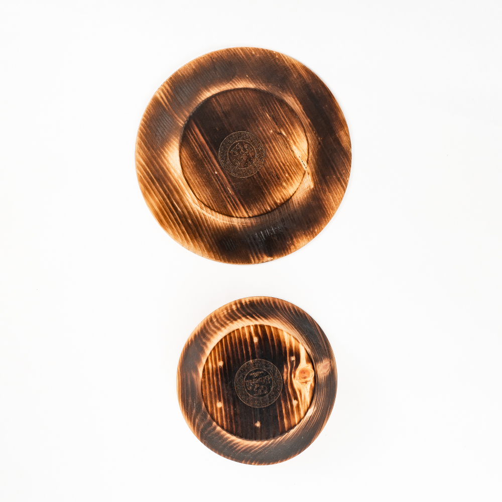 Набор деревянных тарелок из дерева сибирский кедр - 2 шт. TN74