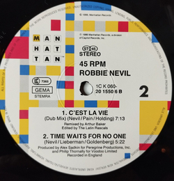 Винтажная виниловая пластинка LP Robbie Nevil Cest La Vie (Germany 1986) Maxi Single 45 RPM