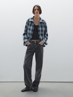 Massimo Dutti Струящаяся рубашка в клетку, синий