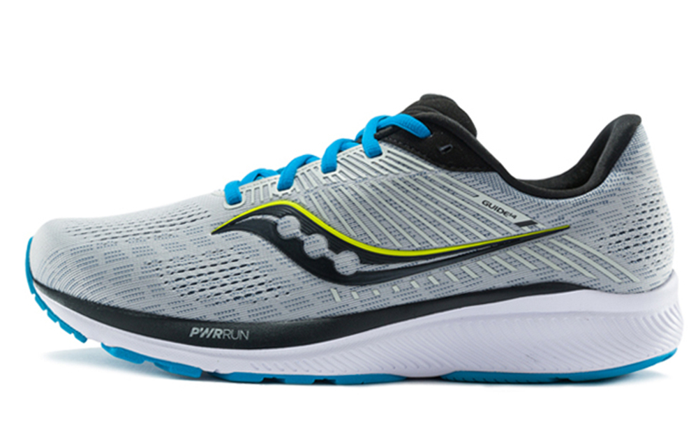 Saucony Guide 14 comfortable sports fabric, synthetic leather, shock absorption, non-slip, wear-resistant, breathable support, low-cut training running shoes, men's gray, black and blue