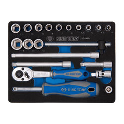 KING TONY (2524MRV) Набор торцевых головок с принадлежностями 1/4", 6-гранные, 4-14 мм, 21 предмет
