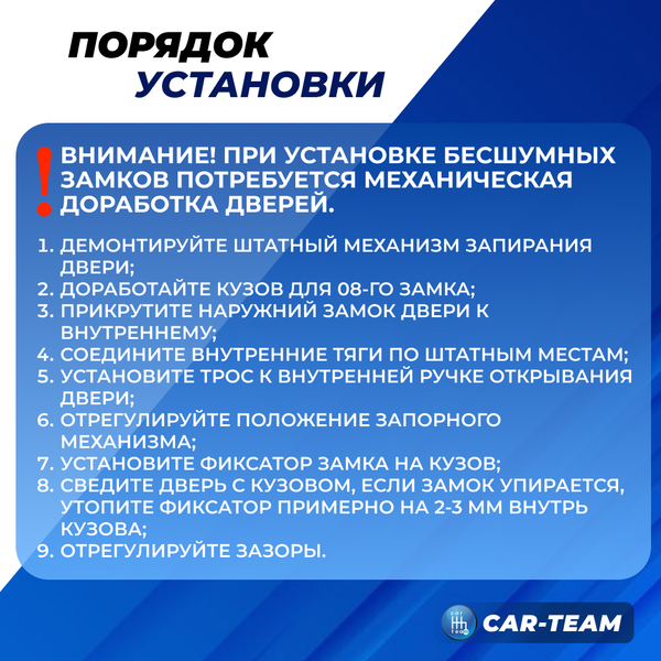 Бесшумные замки дверей на на Лада Нива 4x4 (2121, 2131, 21214, Urban) под Евроручки