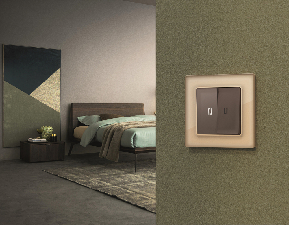 MA634055 Комплект механизма 2-кл выключателя с самовозвратом с подсветкой 5600K ALFA Темная бронза матовый QUANT (AP6340, VM129, G14W)