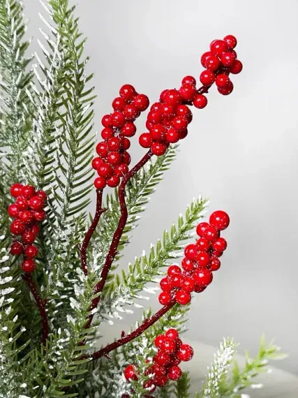 Новогодняя настольная композиция с красными ягодами 35 см., Christmas DeLuxe (89296)