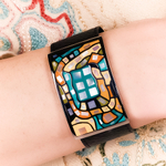 Браслет Fiore Luna на черном кожаном ремешке CB00100-2