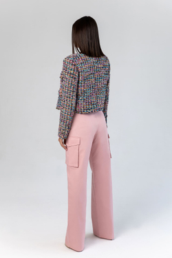 Брюки карго из крепа с накладными карманами, пудровый