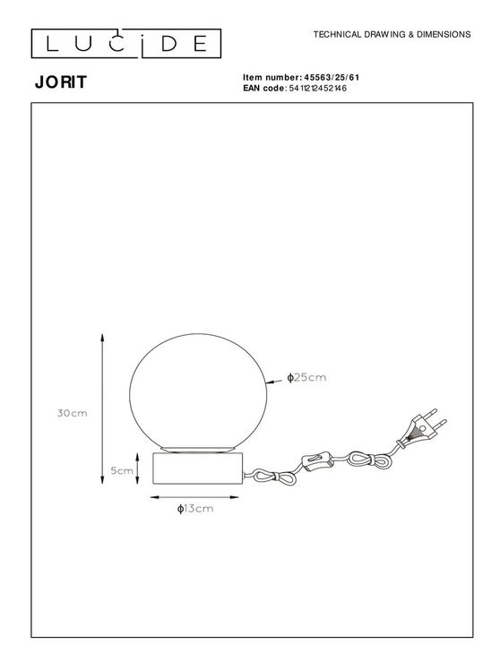 Настольная лампа Lucide Jorit 45563/25/61