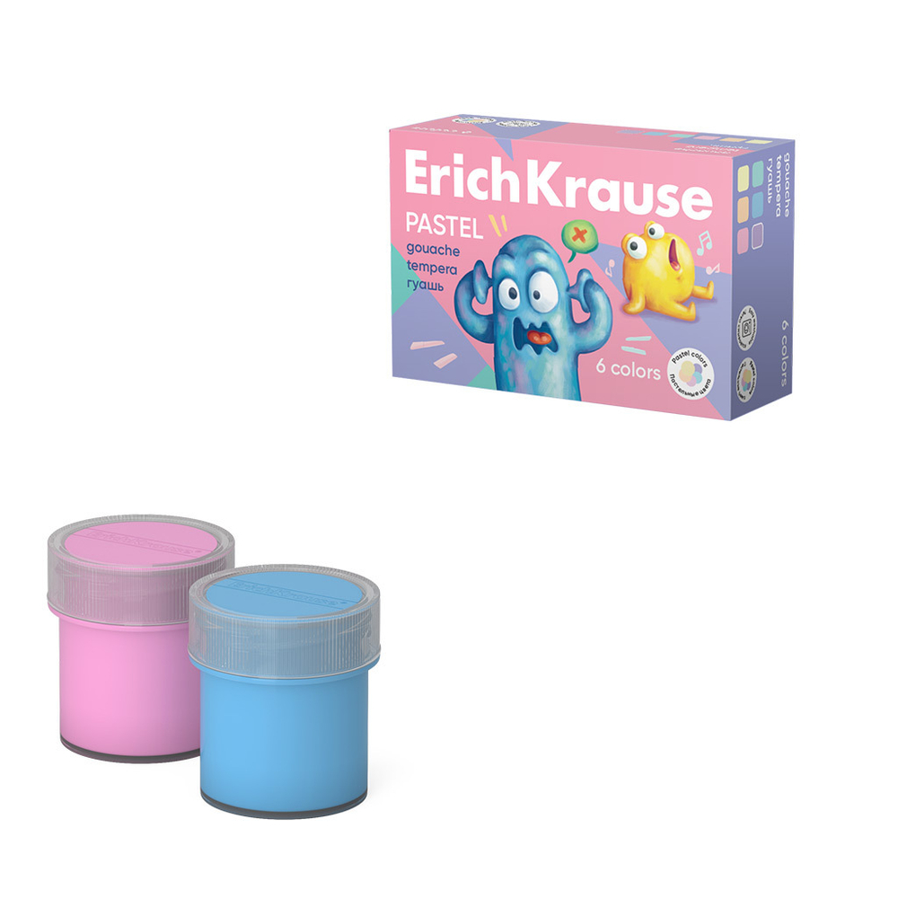 Гуашь 6цв 120мл Erich Krause Jolly Friends Pastel