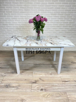 Стол стеклянный раздвижной "Белый мрамор"