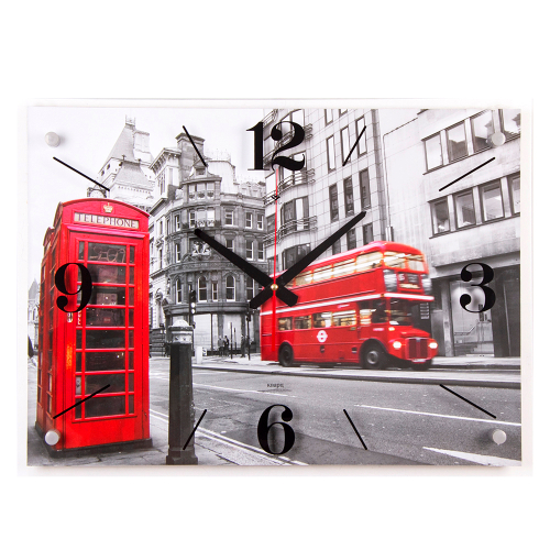 Часы 21 Bek настенные  4056-573 "Телефонная будка и автобус"