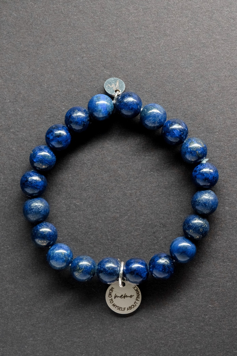 Браслет "Memo about Finance" из лазурита 10 мм с подвеской