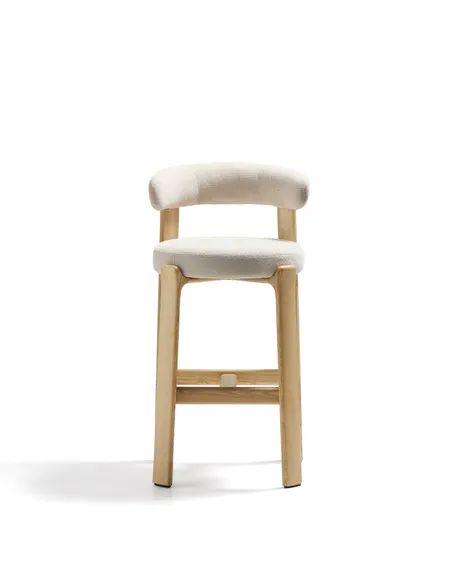 Барный стул Granite 75 см, бежевый шенилл, массив ясеня в натуральном цвете