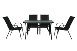 Набор мебели Сан-Ремо арт.SC-092KD, SC-090 черный, (4 кресла кор.2+стол 120х70см, каркас черный, сиденья черные) "Garden story"