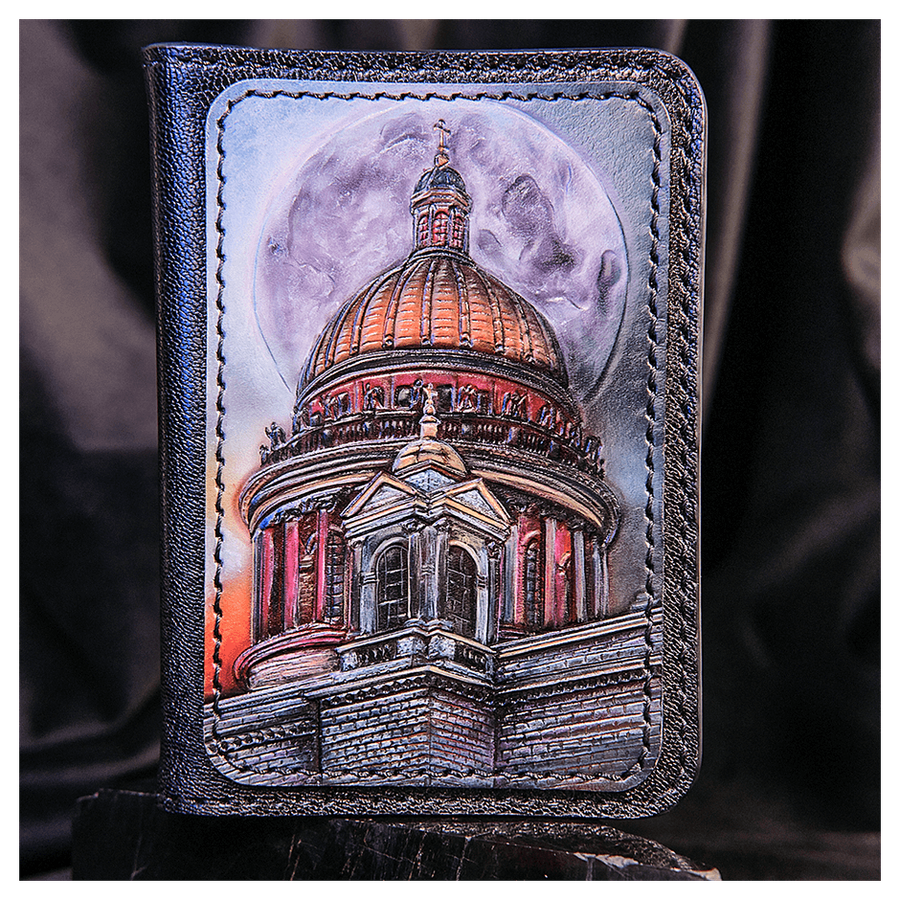 Кожаная обложка на паспорт «Городские мотивы»