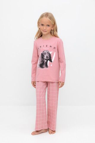 пижама  для девочки  К 1623/розовый зефир,двойная клетка