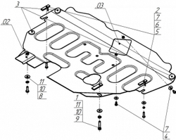 Защита стальная 2 мм двигателя и кпп для Ford Mondeo Motodor.70702