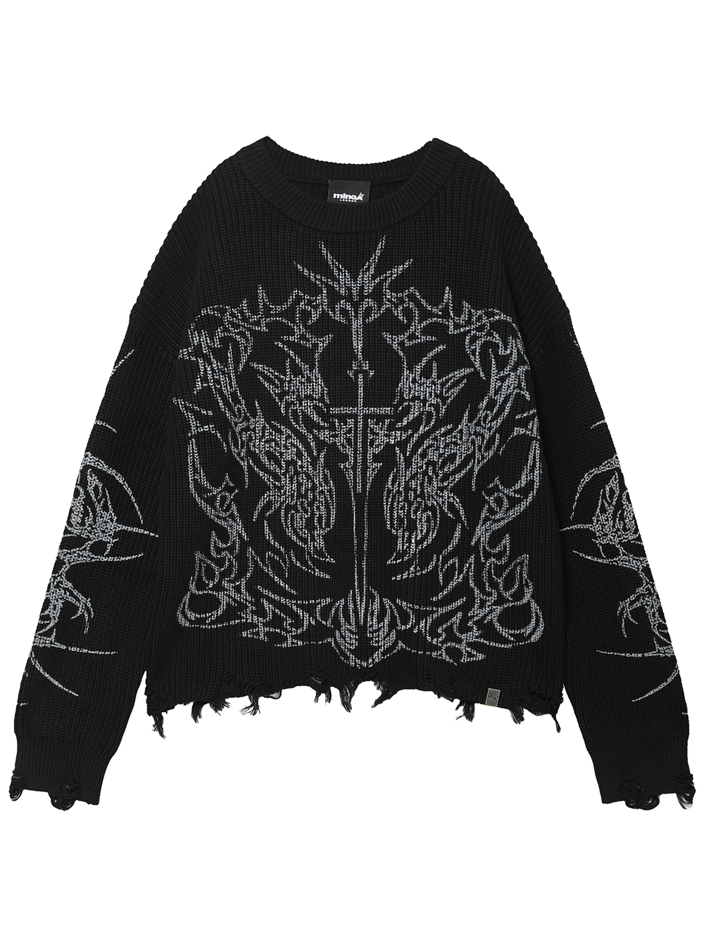 Женский Свитер (Round-neck) Skyra Black Washed Sigil Cross Graphic