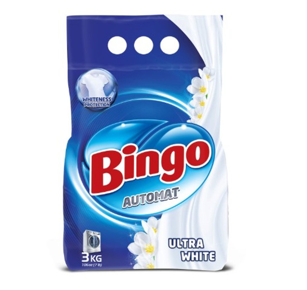 BINGO 3 КГ СТИРАЛЬНЫЙ ПОРОШОК ДЛЯ БЕЛОГО ECO ULTRA WHITE *6