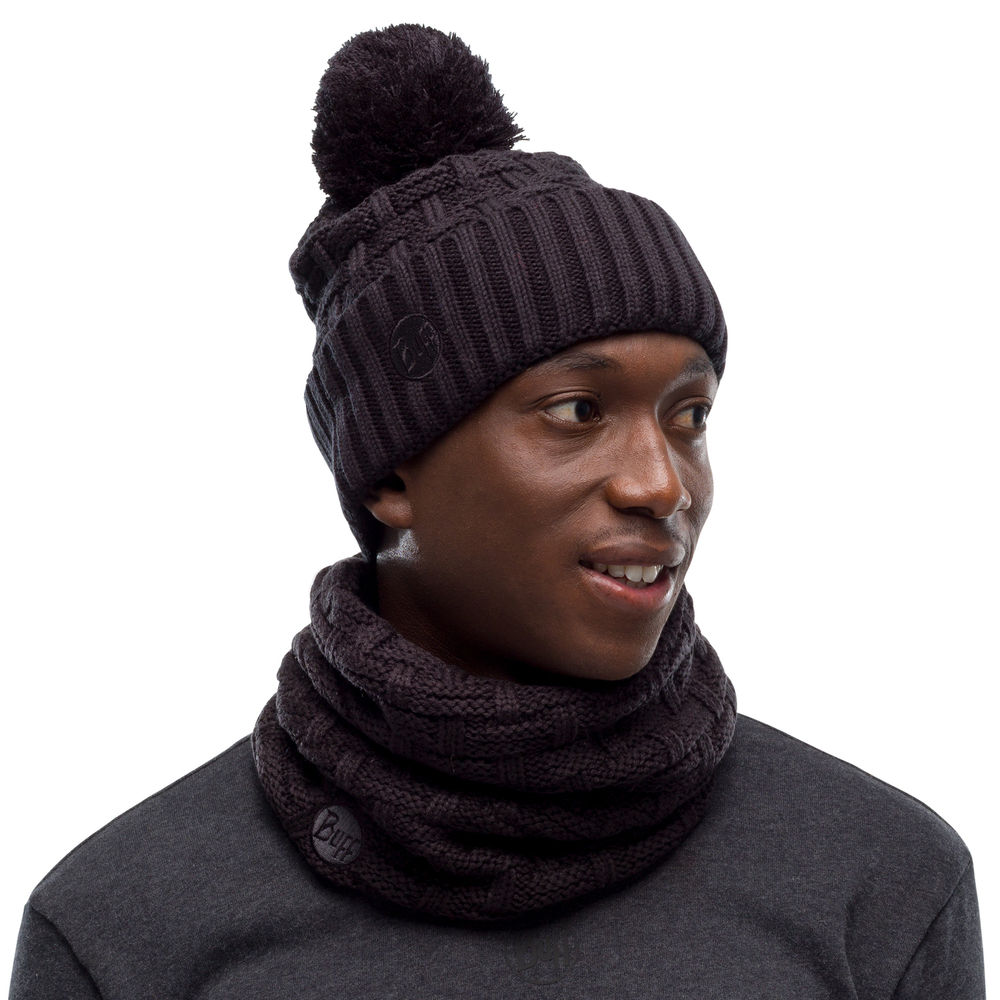 Шарф Buff Knitted & Fleece Neckwarmer Airon Black (US:One size)