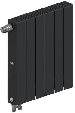 Радиатор Rifar SUPReMO Ventil 500 "антрацит" (RAL 7016) - 6 секций подключение нижнее (левое)