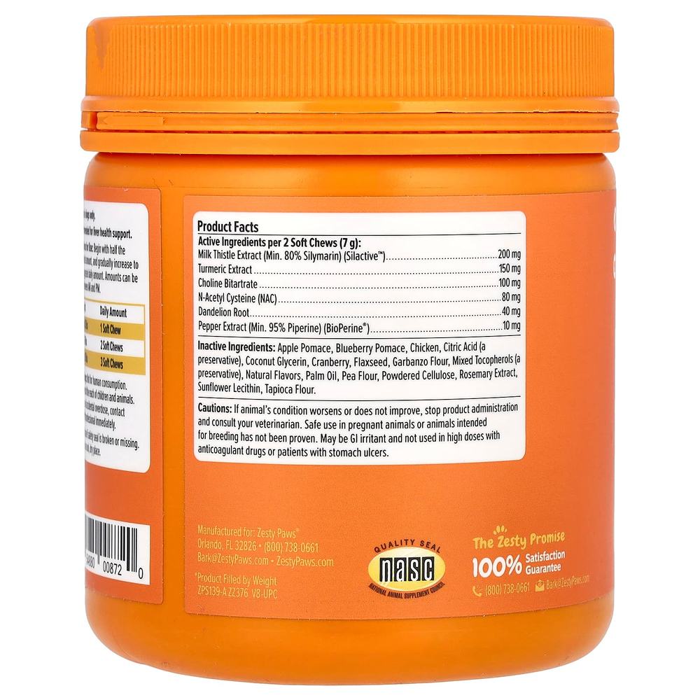 Zesty Paws, Поддержка печени, для собак, для всех возрастов, курица, 90 жевательных таблеток, 315 г (11,1 унции)
