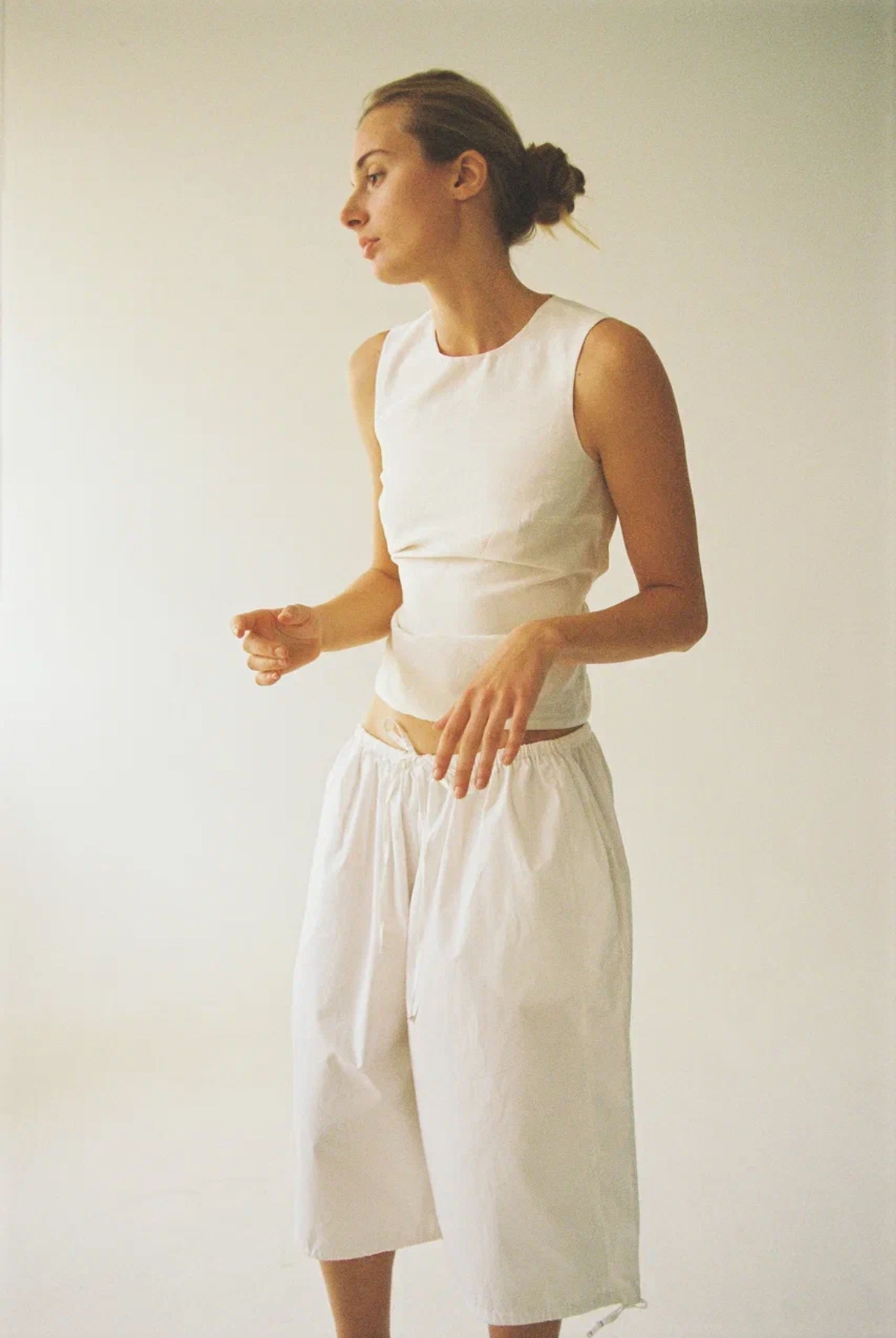Raya silk top in milk color