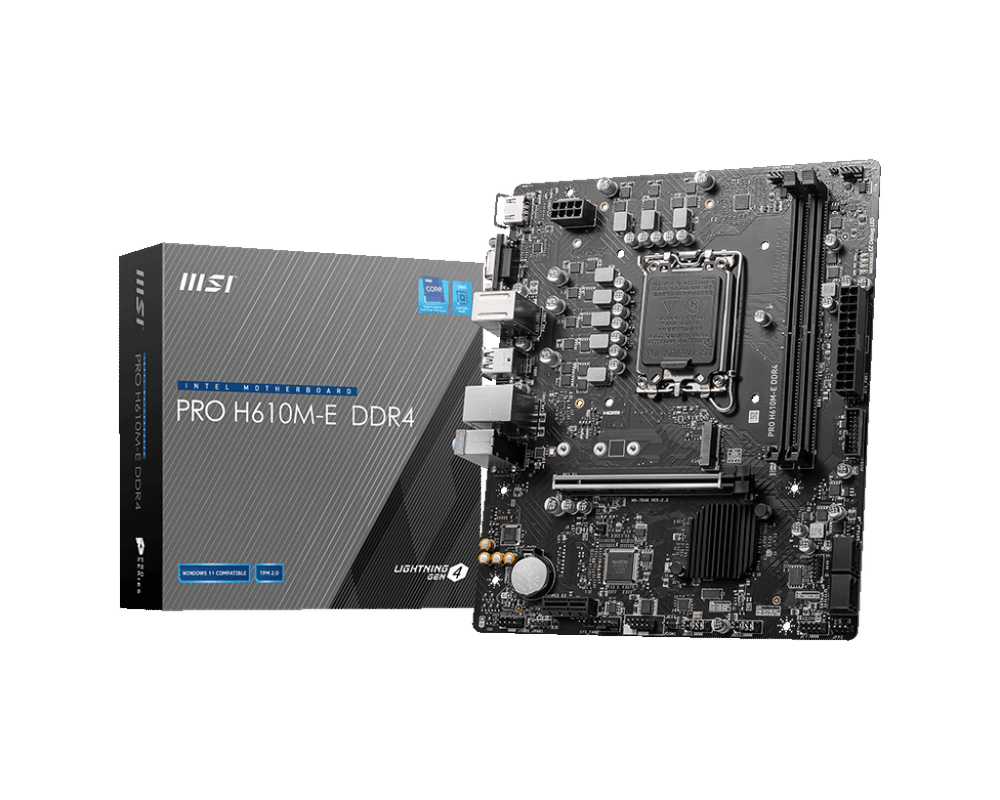 Материнская плата MSI PRO H610M-E DDR4 LGA1700 H610 2xDDR4 4xSATA3 M.2 VGA HDMI mATX