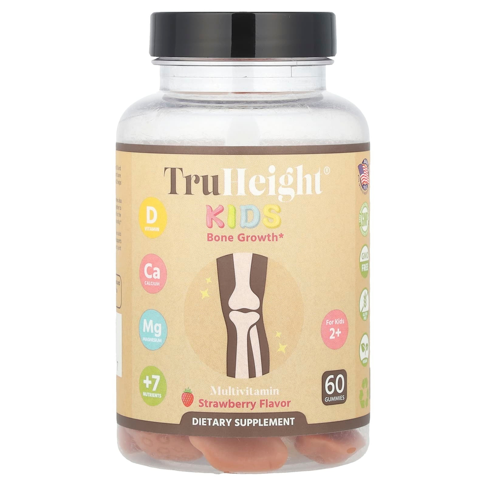 TruHeight, Kids, жевательные таблетки для роста костей, для детей от 2 лет, со вкусом клубники, 60 жевательных таблеток