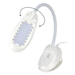 Настольный светильник ЭРА NLED-478-8W-W светодиодный на прищепке белый | Светодиодные настольные лампы