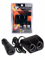 44465 Разветвитель электропитания от прикуривателя"Nova Bright-fusion" 2гнез.+1USB-порт, подсвет.,12