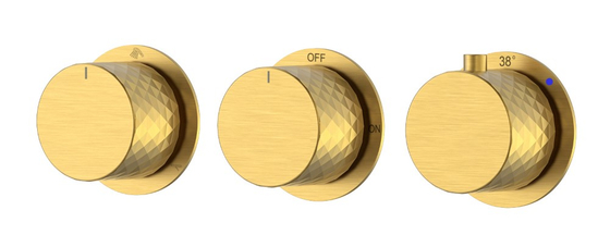 Смеситель встроенный с термостатом STICK DIAMOND MATT GOLD 3-проходной