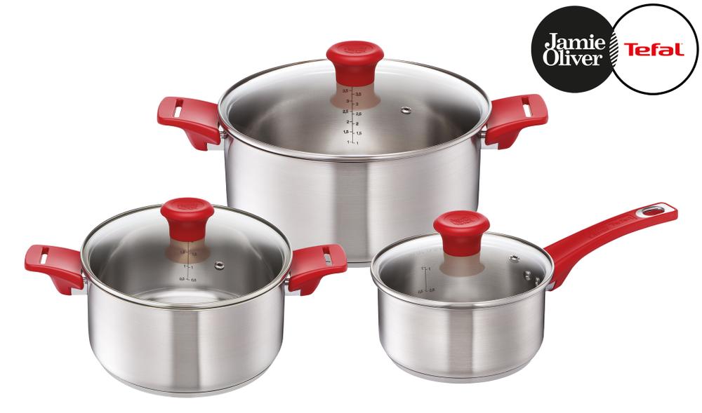Набор посуды Tefal Jamie Oliver 6 предметов 1,5/3/4,7л 16/20/24см H802S674