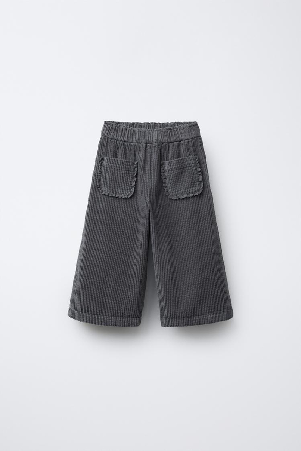 ZARA ВЕЛЬВЕТОВЫЕ БРЮКИ С КРУЖЕВОМ, ТЕМНО-СЕРЫЙ