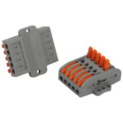 Клемма ЭРА NO-225-401 проходная с монтажной площадкой 222-2415Р с рычагами 5 полюсов 0.08-2.5/4 мм2 упаковка 5 шт